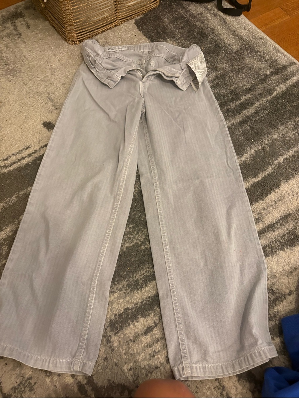 Zara Light Gray Wide-Leg Kids Jeans